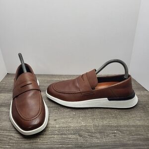 Wolf & Shepherd Brown Leather Slip-On Loafers Crossover  Cushioned Men's Size 6